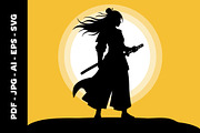 Female Warrior Vector Art Set, a Person Illustration by nandinigraphics (Thumbnail 2 of 3)