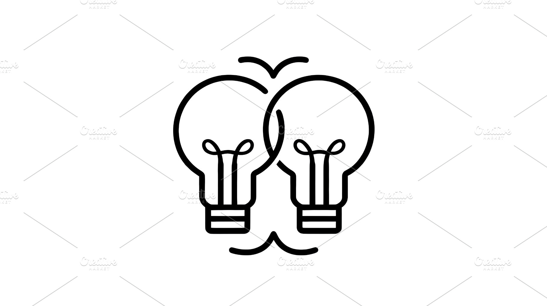 Two connected light bulbs, minimalis, a Business Photo by Perpis