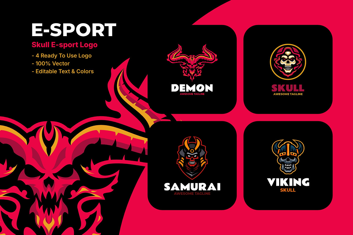 4 E-sport Mascot Logo Designs, a Branding & Logo Template by Artnivora.Std (Photo 1 of 2)