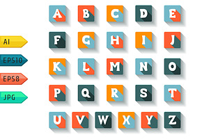 Cards with alphabet with shadow.