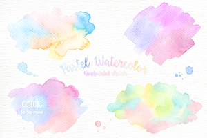 Pastel Watercolor Splashes Clipart