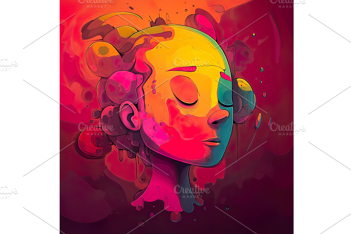 Colorful stylized person with closed, an Illustration by Lermont51