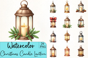 Christmas Candle Lantern Clipart, an Illustration by CrexoraLab