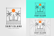 surfing island line art logo vector, an Object Graphic by Rizkaarishandy_shop (Thumbnail 1 of 3)