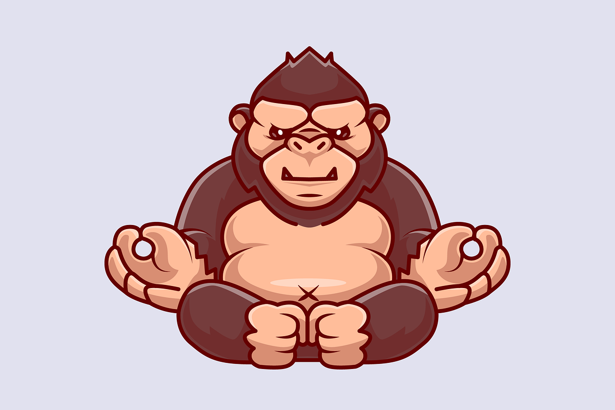 Cute Gorilla Meditation Yoga Cartoon, an Animal Illustration by Catalyst Labs