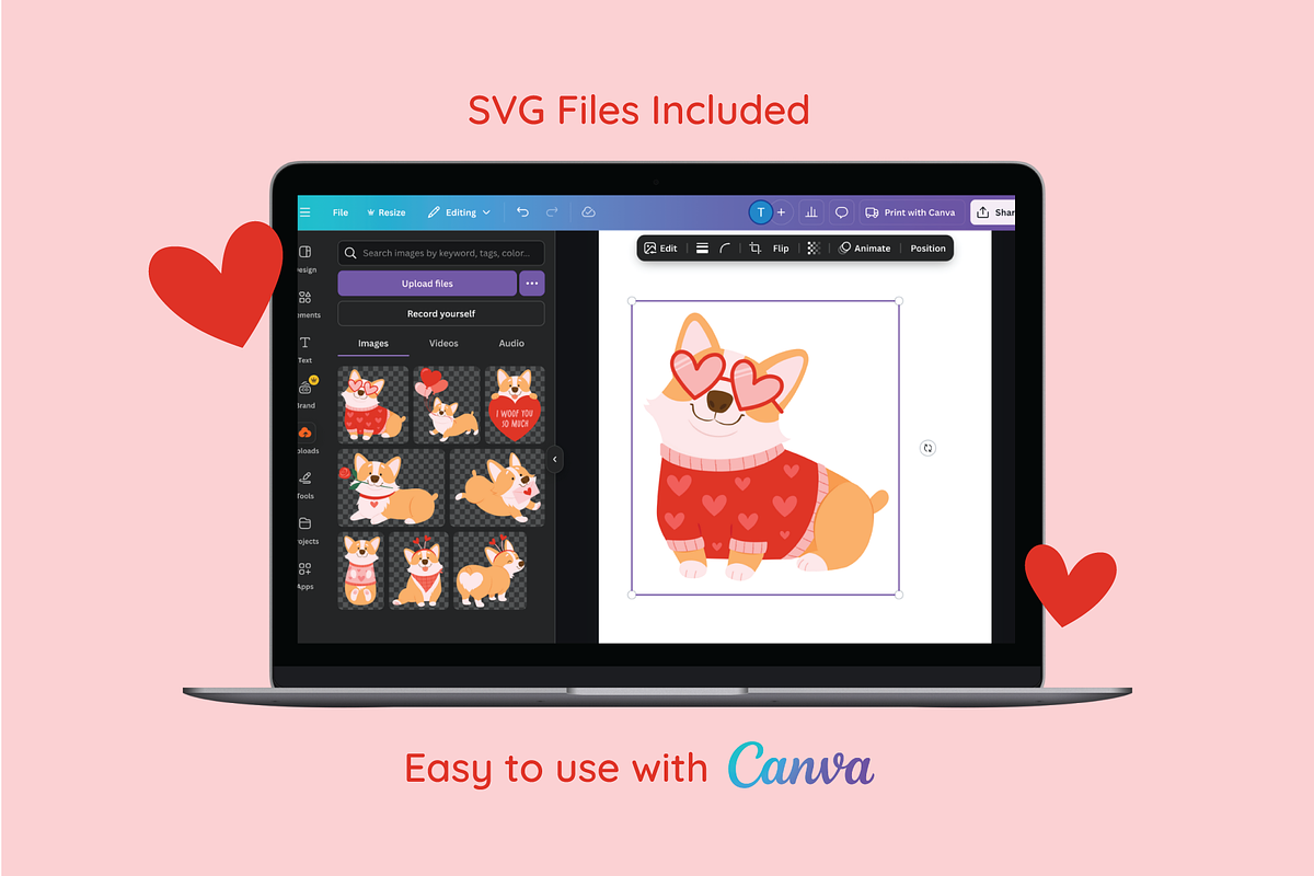 Valentine's Corgi Graphic Collection, an Animal Illustration by taraleicreative (Photo 4 of 5)