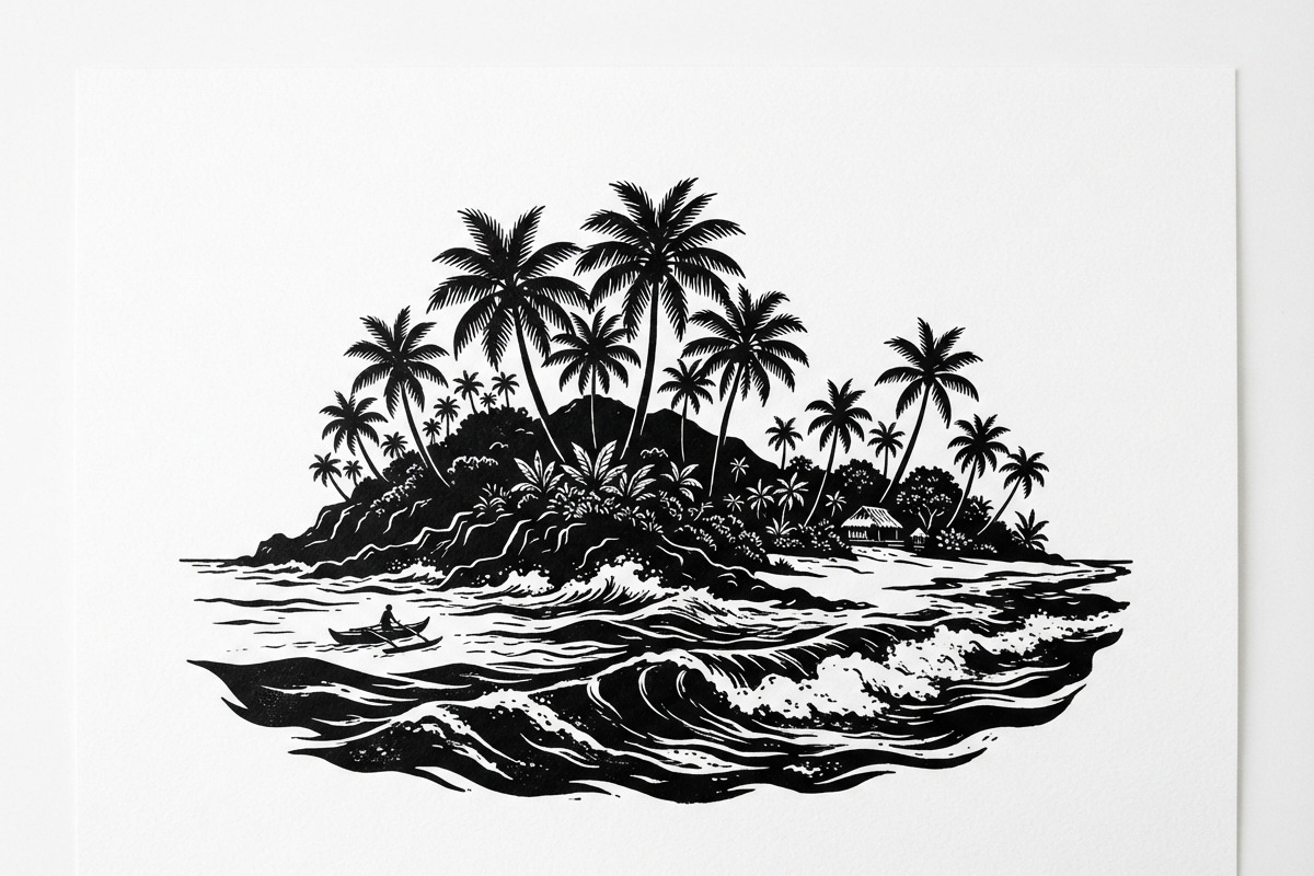 50 Tropical Palm Island Silhouette, an Empty State Illustration by Amazin_art (Photo 13 of 41)