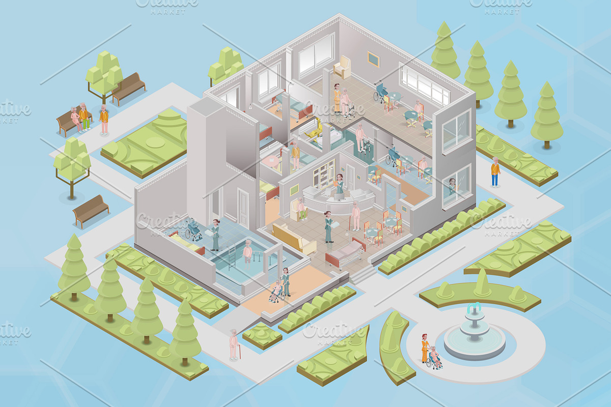 Assisted living community concept, a Healthcare Illustration by Yayasya (Photo 2 of 3)