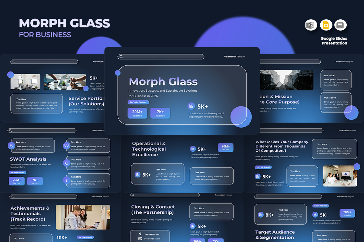 Morph Glass Business Google Slides, a Presentation Template by QR Design Studio (Photo 1 of 3)