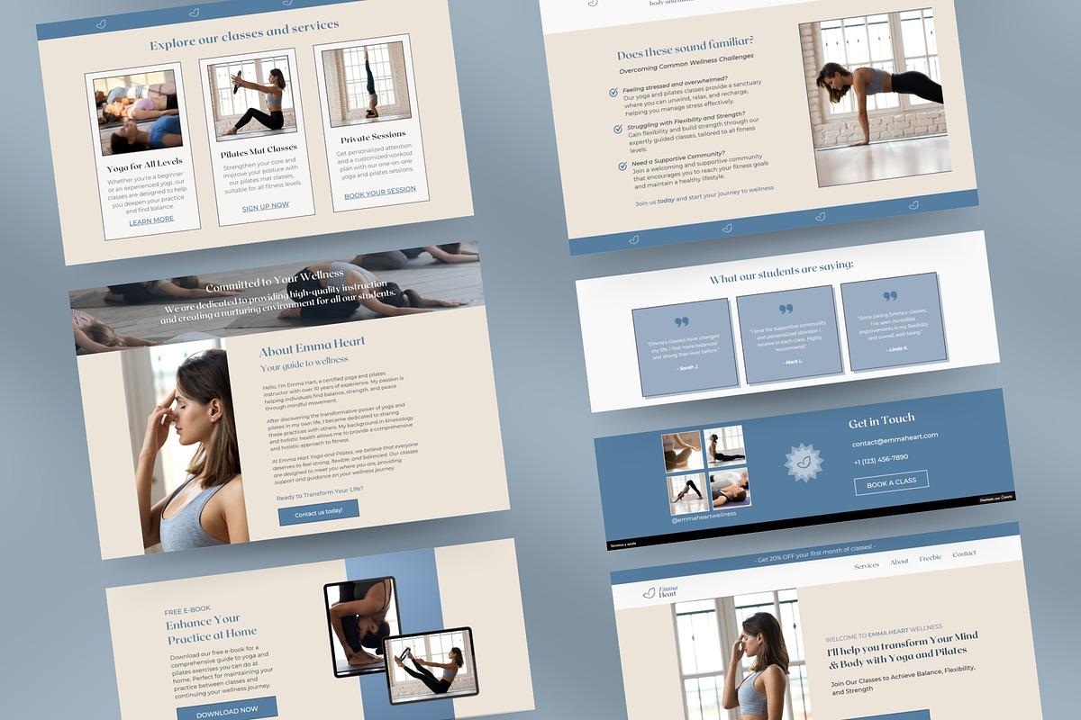 Pilates Yoga Canva Website, a Landing Page Template by Unalome Design Studio (Photo 4 of 5)