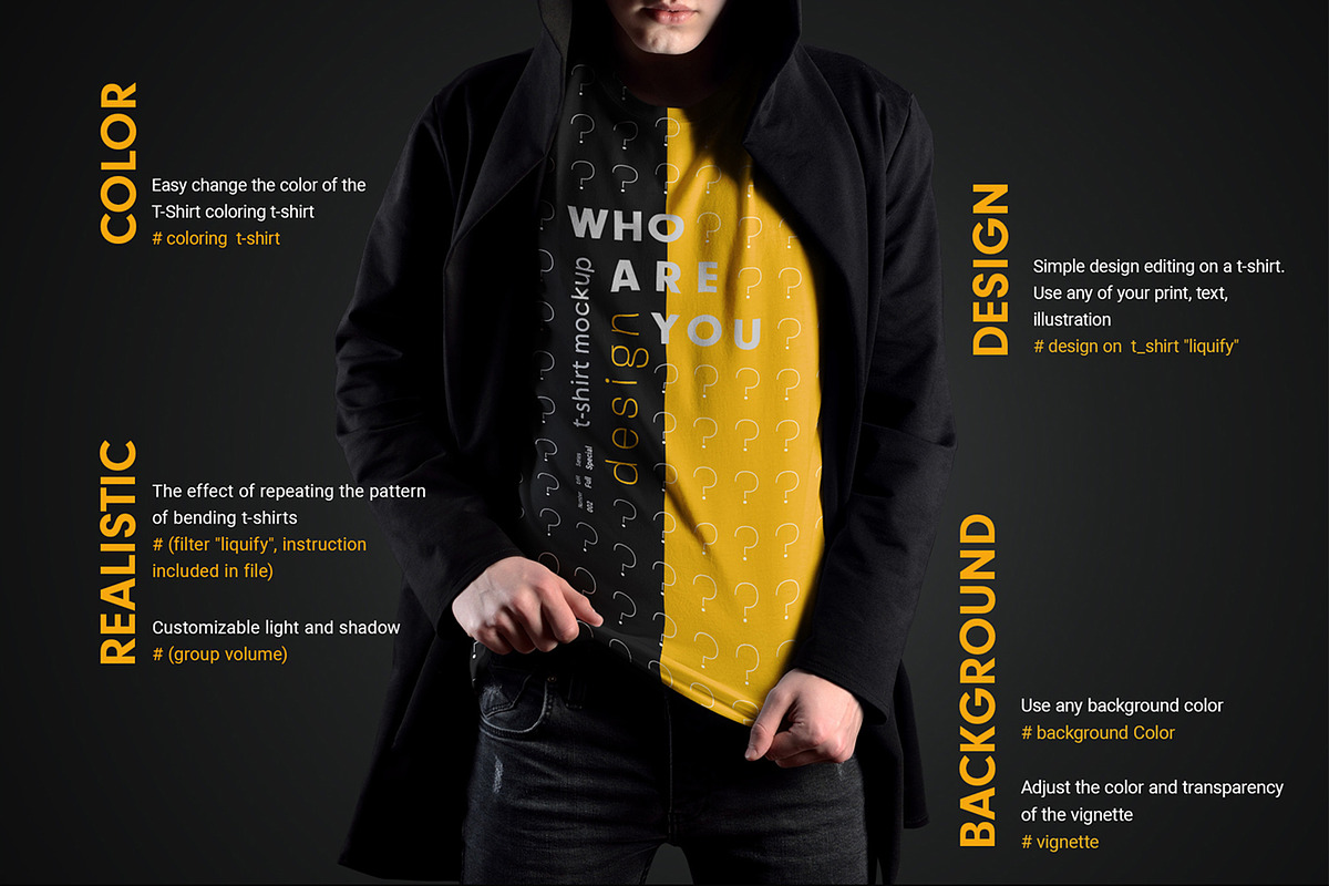 11 Mockup T-Shirts in a Black Mantle, a Shirt Mockup by Grow Design Craft Studio (Photo 5 of 6)