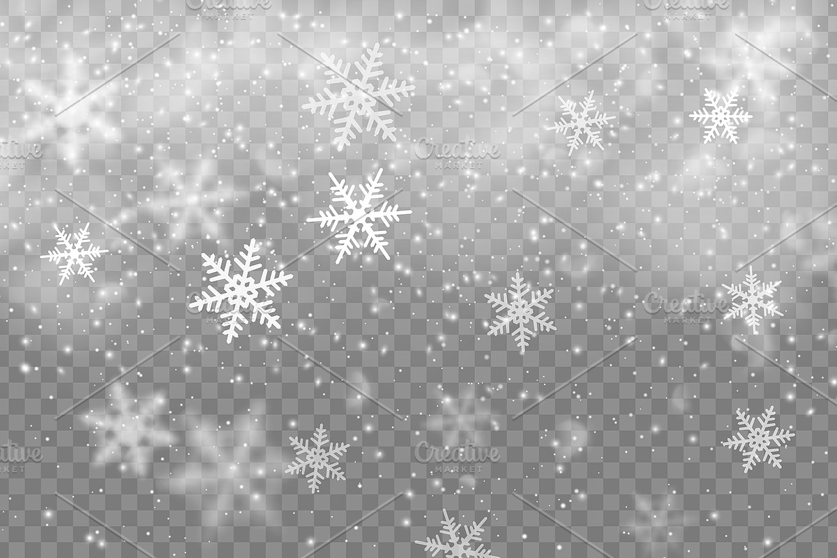 Snowfall overlay realistic snowflake, an Illustration by Vector Tradition (Photo 1 of 3)