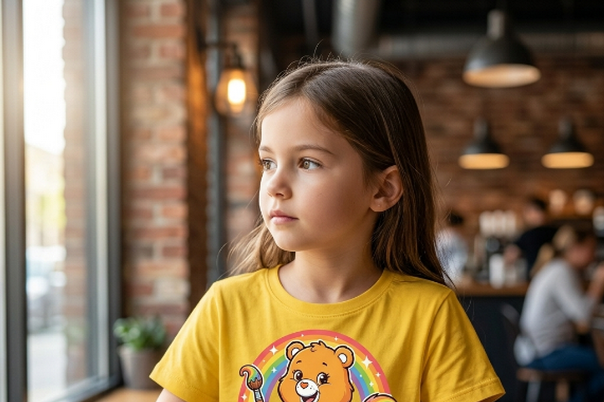 Bear holding Paintbrush Rainbow, a Shirt Mockup by Vector Stall (Photo 3 of 16)