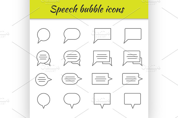 Outline Icons Set. Speech Bubbles