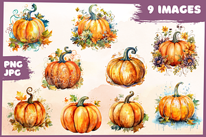 Whimsical Pumpkins Clip Art