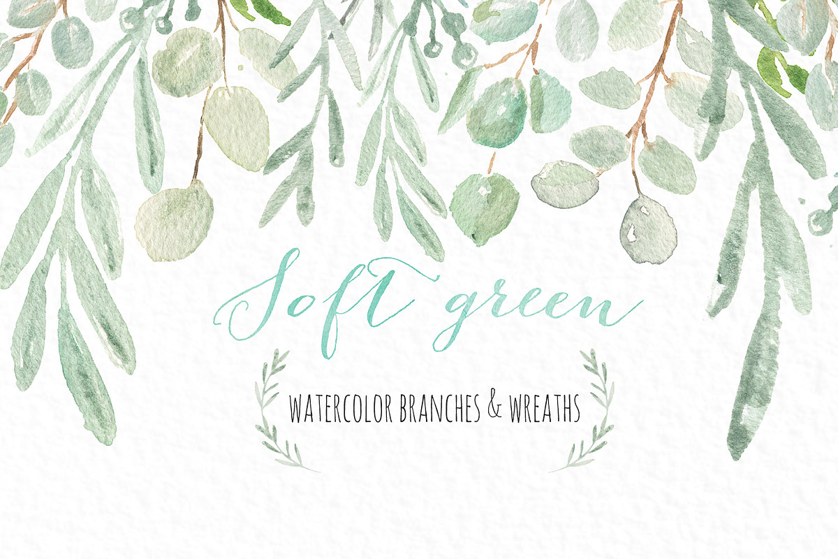 Soft green wreaths branches clipart, an Illustration by LABFcreations (Photo 2 of 5)