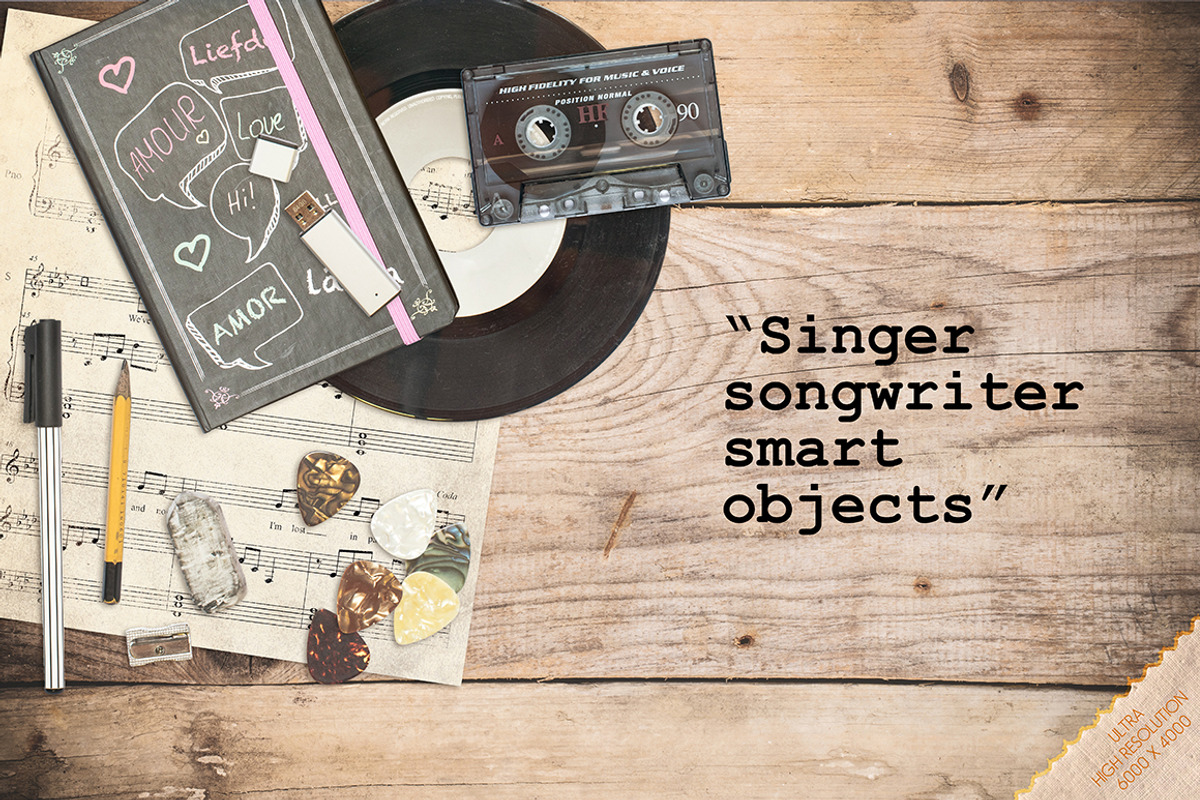 Singer songwriter music SMARTobjects, a Pens & Pencil Mockup by Mister T (Photo 2 of 2)