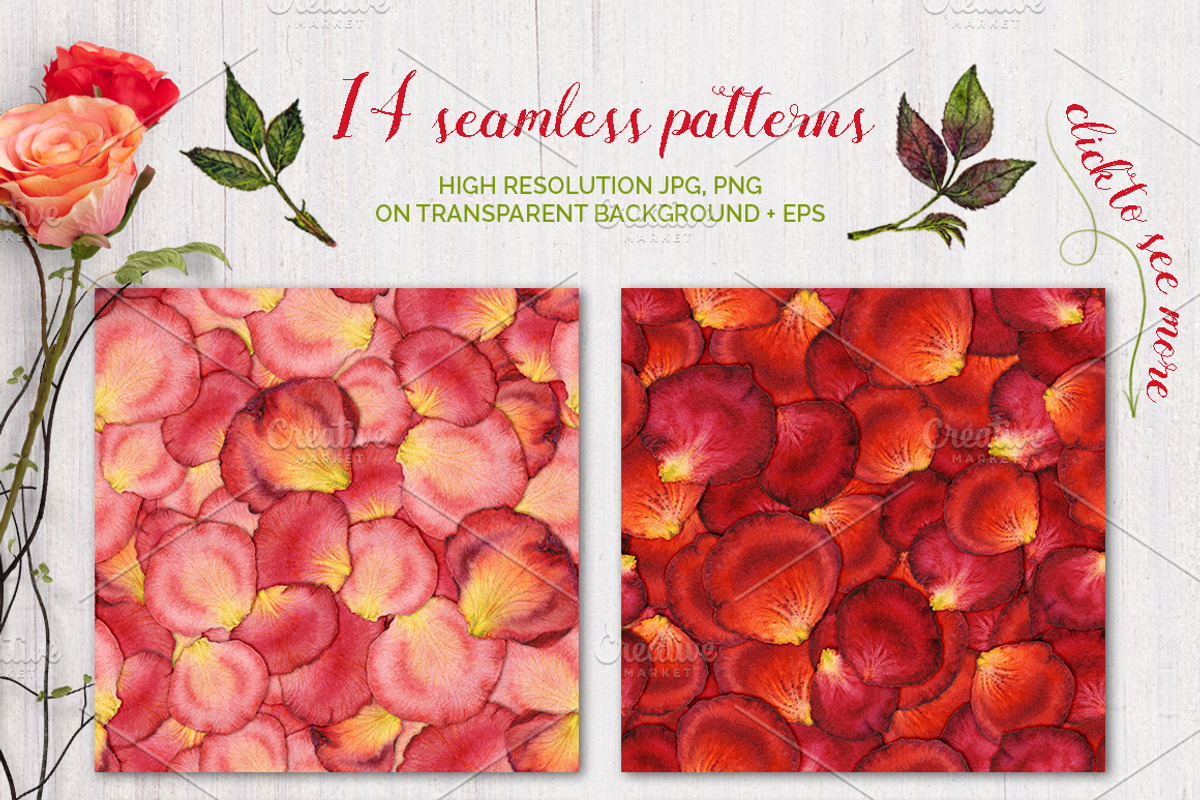 Floral watercolor rose petals, an Illustration by MiraEl Art (Photo 3 of 8)