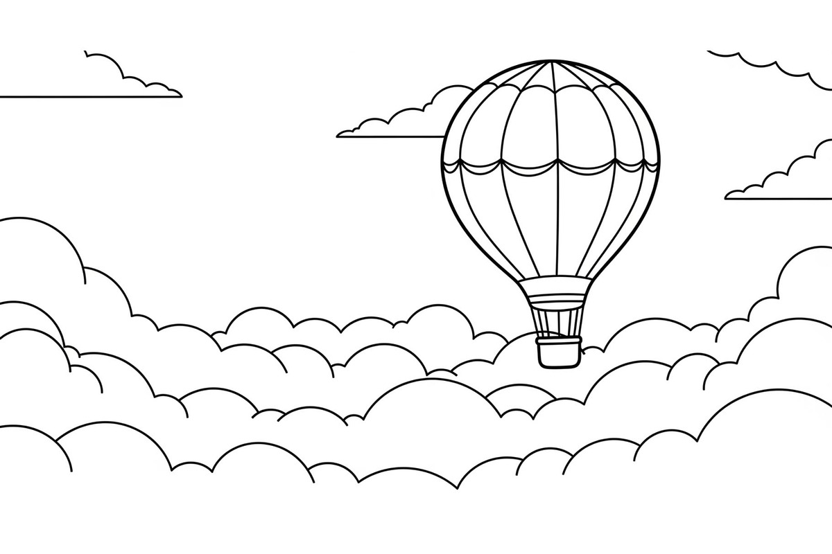Hot Air Balloon Cloud Line Art bundl, an Illustration by Designer_Momina (Photo 50 of 51)