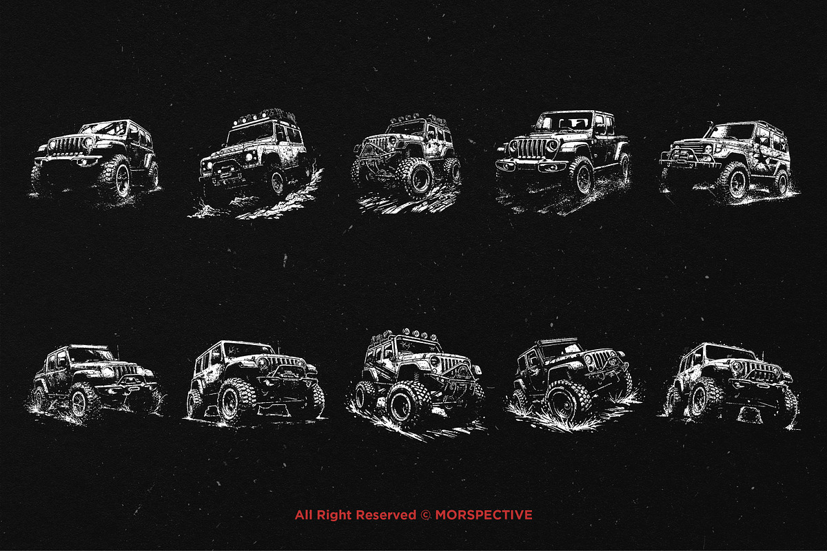 10 Bundle Dark Art Dirt Jeep Car Off, an Illustration by Morspective (Photo 6 of 7)