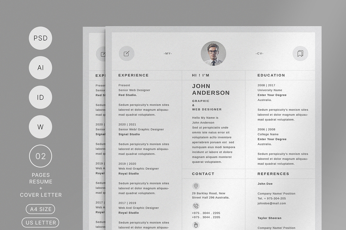 Clean Resume Template, a Resume Template by Designsoul14 (Photo 1 of 6)