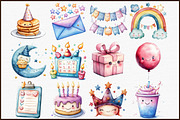 Kawaii Birthday Clipart Bundle, an Illustration by Sublimation Artist (Thumbnail 3 of 6)