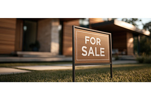 For Sale Sign in Front of Modern, an Architecture Photo by piter.goskov