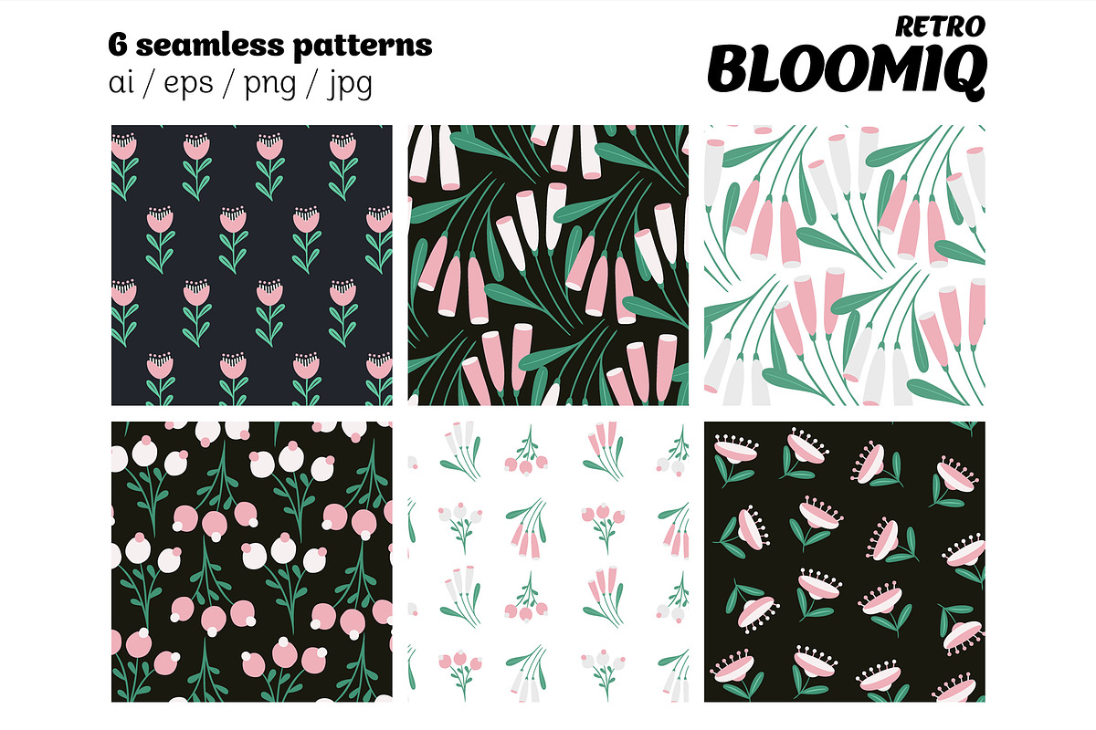 Vintage Flower Pattern Collection, a Pattern Graphic by Asya Melkonyan Patterns (Photo 8 of 15)
