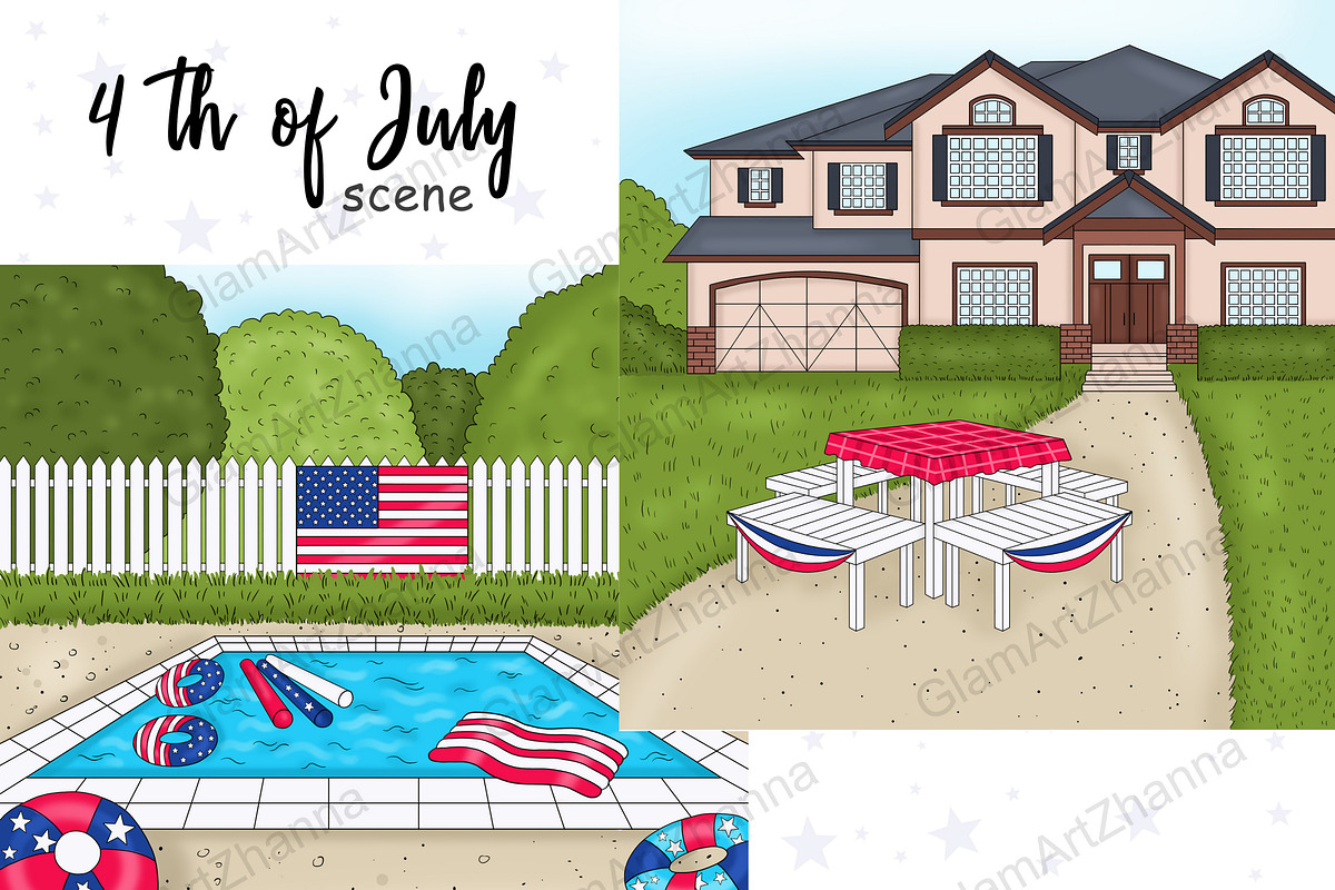 4th of July Scene, a Seasonal Illustration by GlamArtZhanna (Photo 1 of 3)