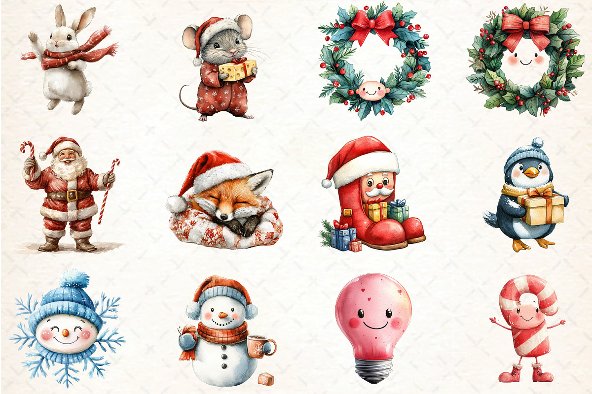 Cute Christmas Clipart, Png, an Illustration by DreamCafeArt (Photo 3 of 7)