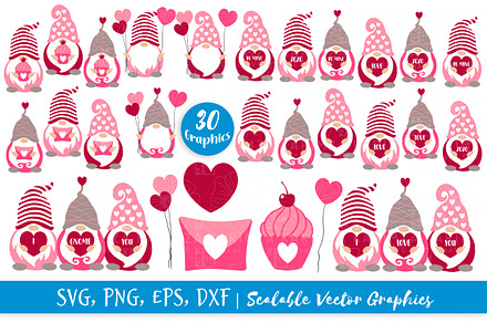 Gnome svg file, cute valentines svg