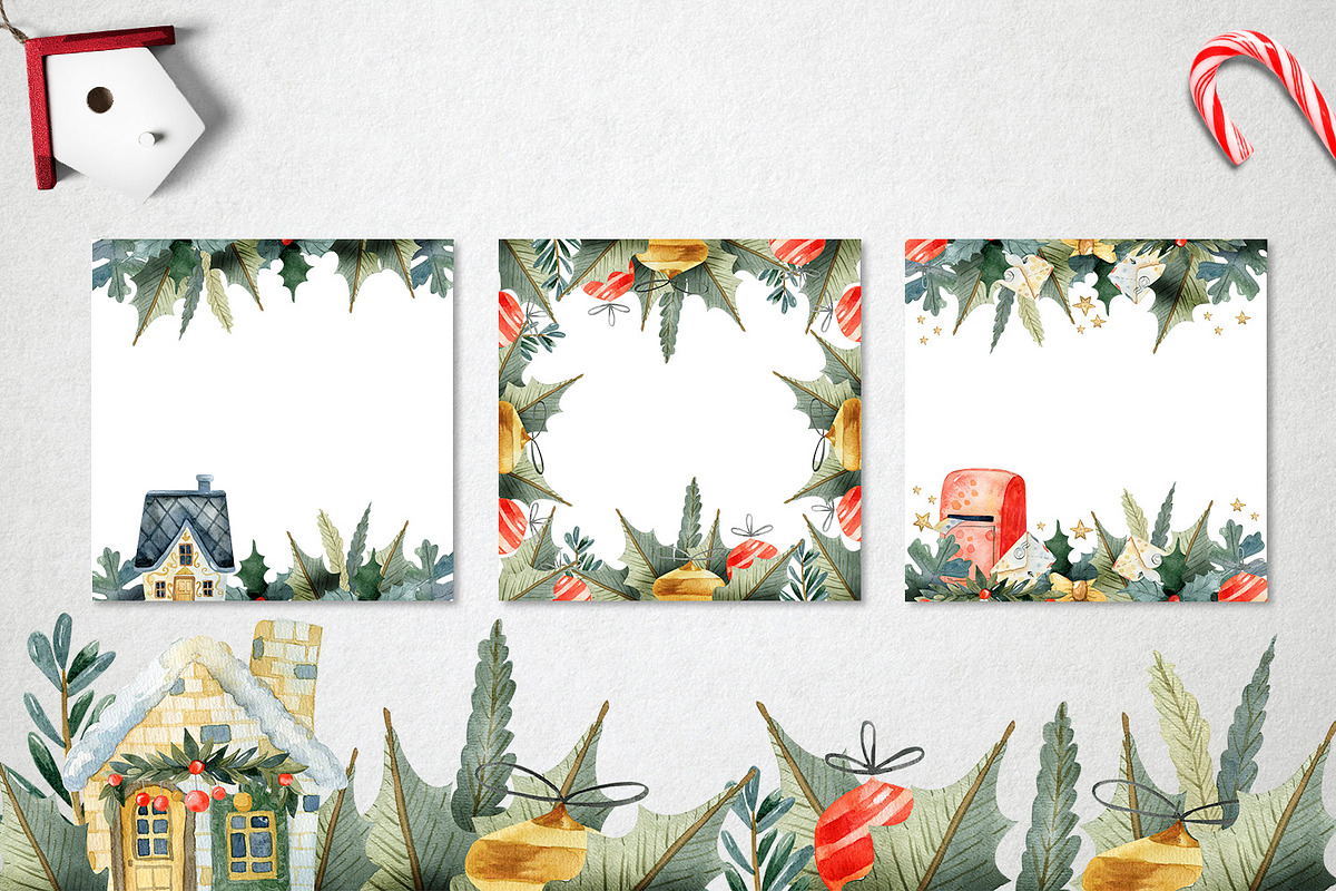 Watercolor Christmas Houses, an Illustration by annasokol_ (Photo 5 of 9)