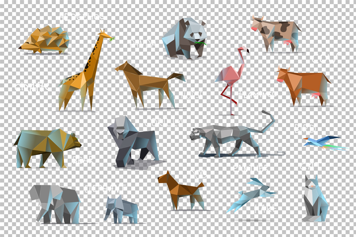 Set of vector polygonal animals, an Object Graphic by lemonoff (Photo 7 of 7)