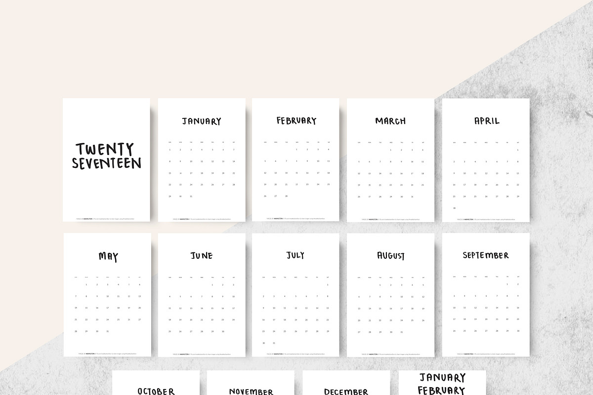 Twenty Seventeen Text Calendar, a Stationery Template by Made By Hamilton (Photo 5 of 5)