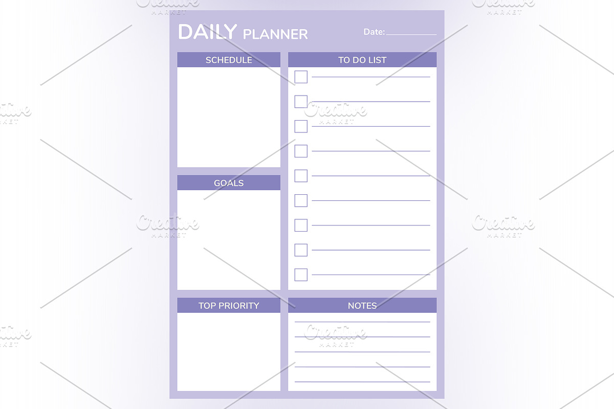 Daily Planner Sheet Design -24, a Stationery Template by shahsoft