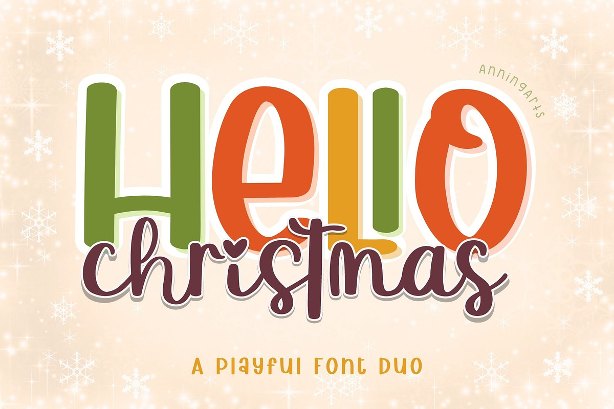 Hello Christmas - Font Duo, a Handwritten Font by AnningArts (Photo 1 of 9)
