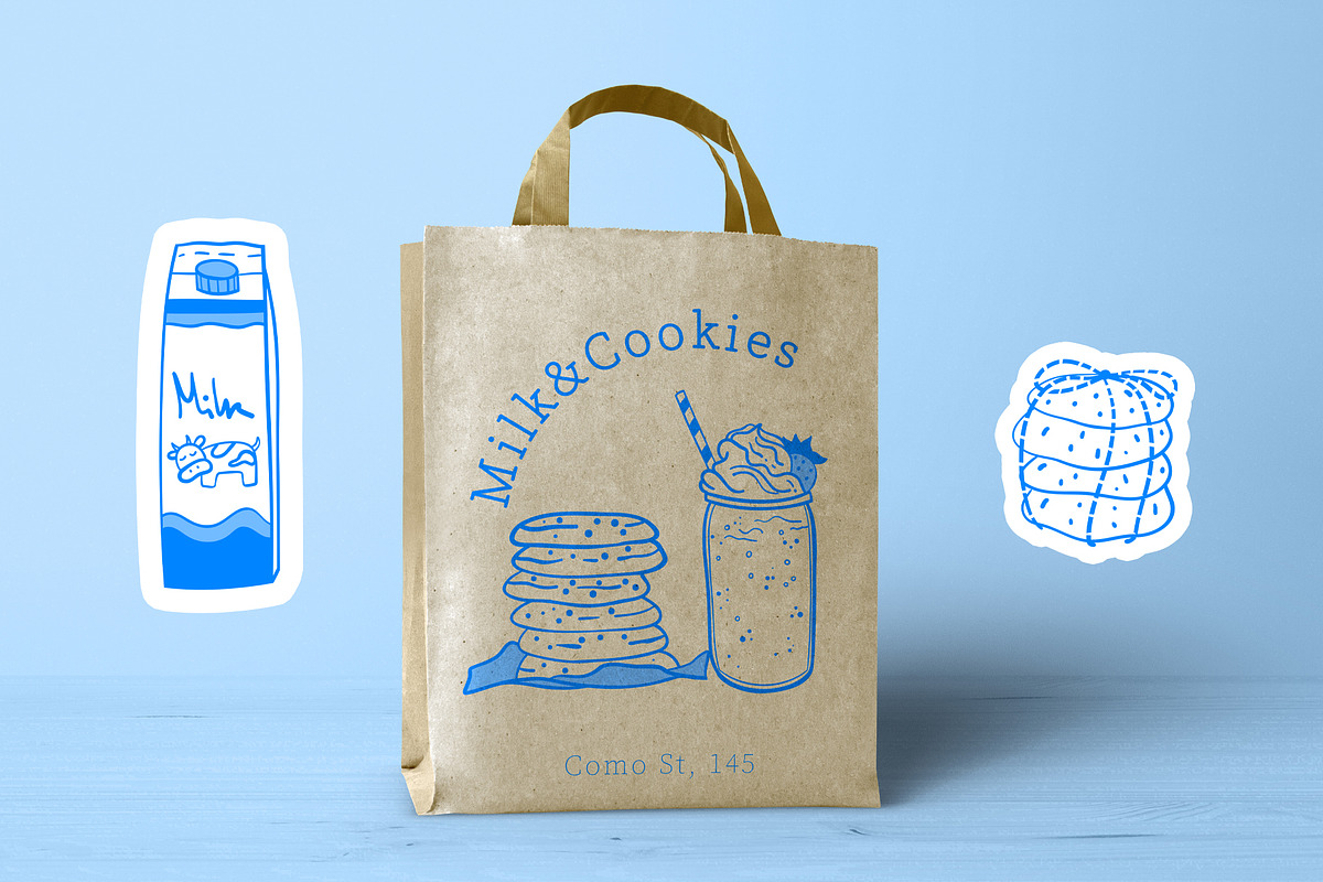 Milk & Cookies lineart, a Food Illustration by Carpet Tapete Pretzel (Photo 3 of 5)