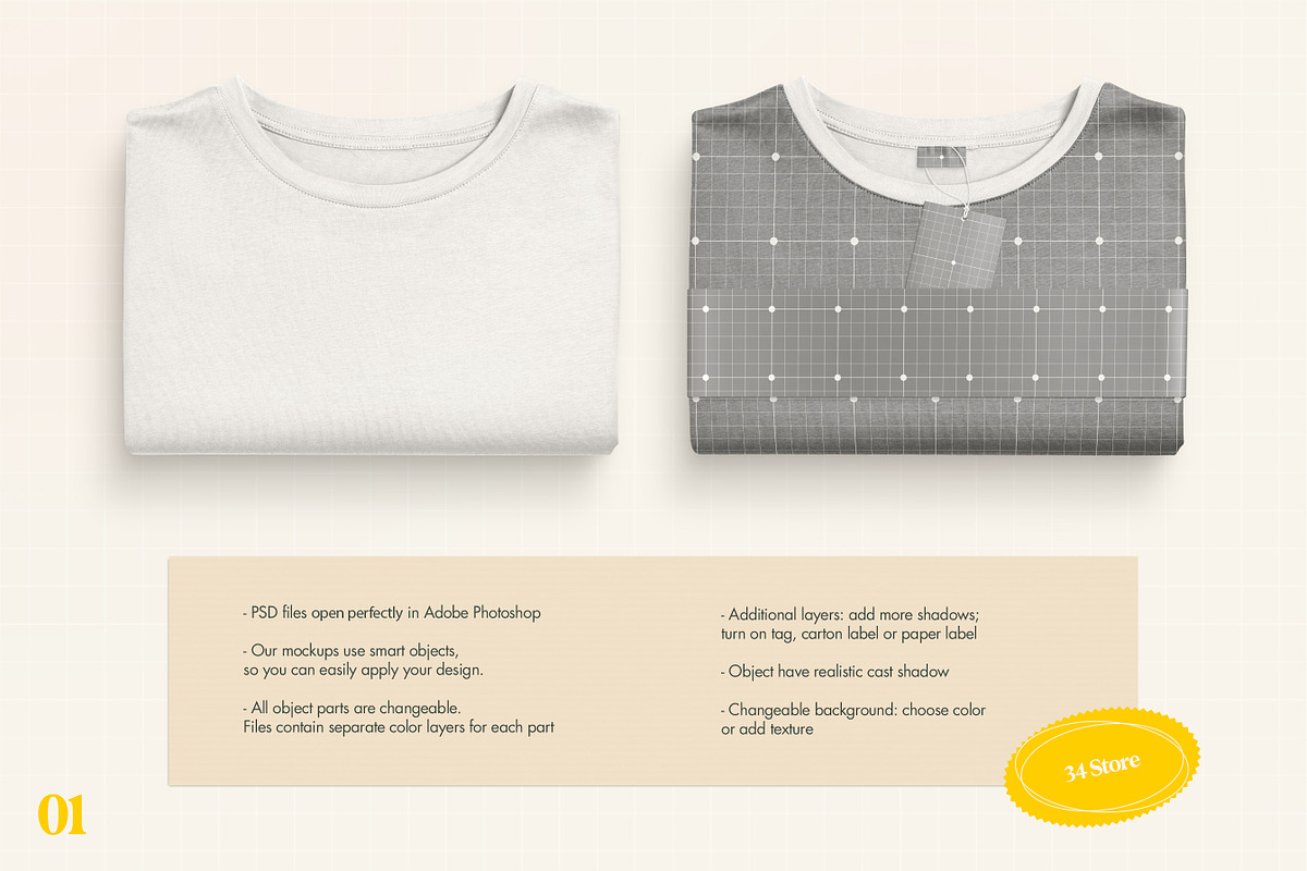 Folded T-Shirt PSD Mockup, a Shirt Mockup by 34store (Photo 2 of 5)