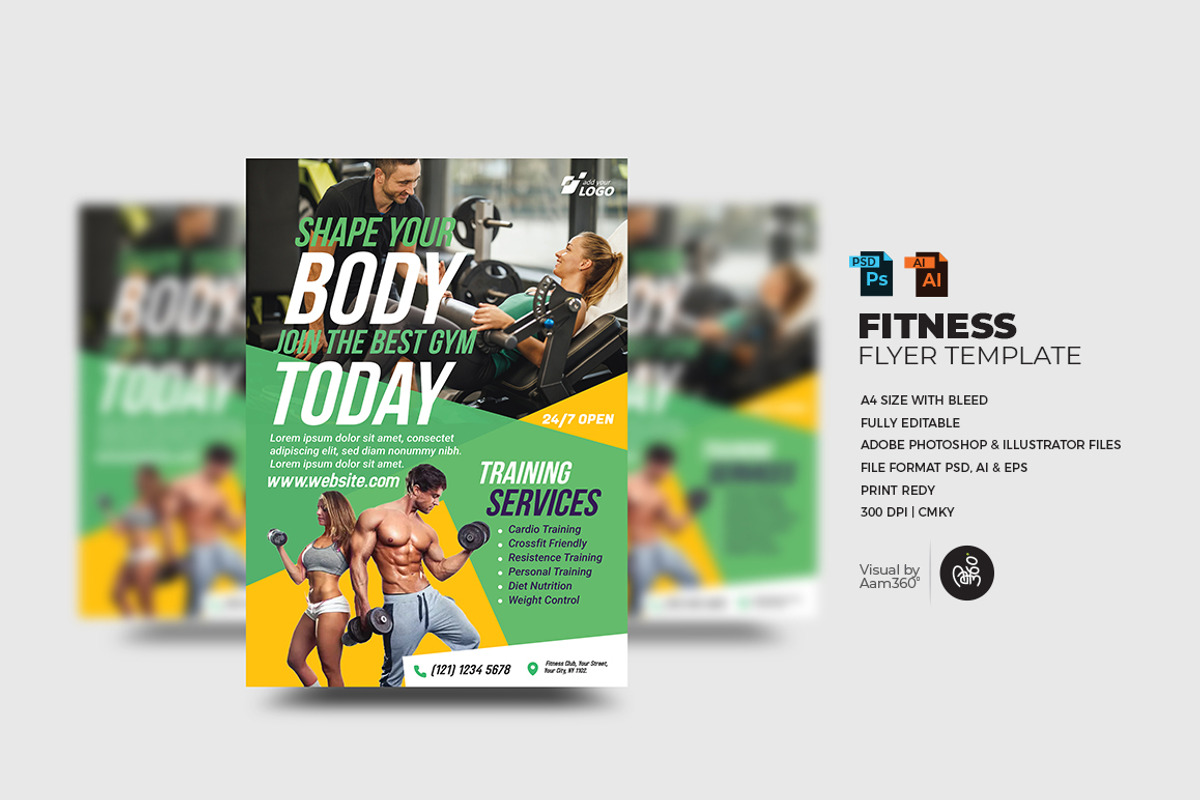 Fitness Flyer Template, a Flyer Template by Aam360 (Photo 1 of 2)
