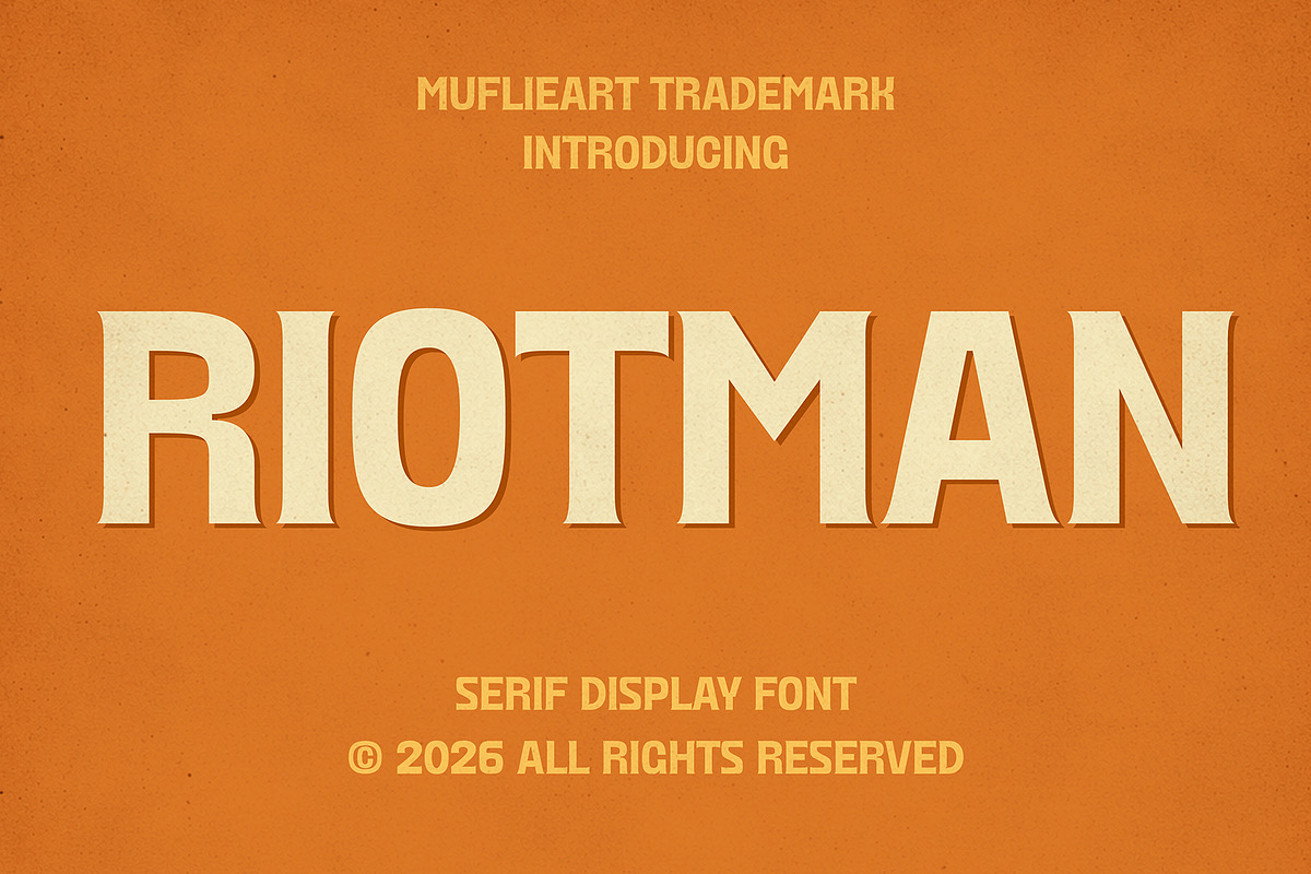 Riotman - Serif Display Font, a Serif Font by Muflieart (Photo 1 of 8)