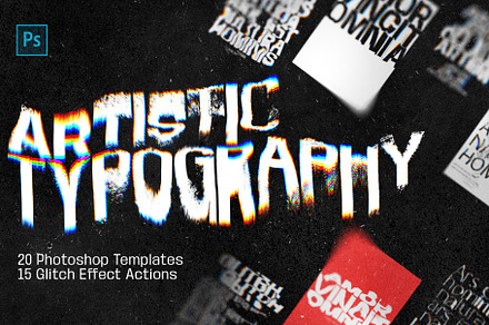 PS Templates and Glitch Actions, a Background Graphic by Inartflow