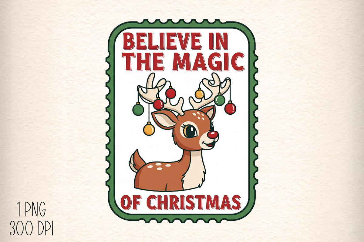 Christmas postage stamp Believe, an Illustration by Daily.Designs (Photo 1 of 5)
