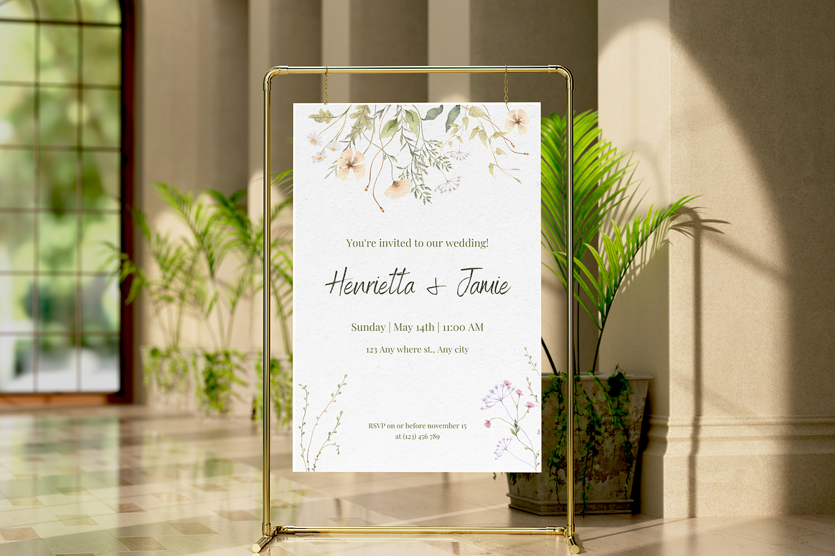 Floral Vintage Wedding Invite Card, an Invitation Template by TheSimplySereneShop (Photo 4 of 7)