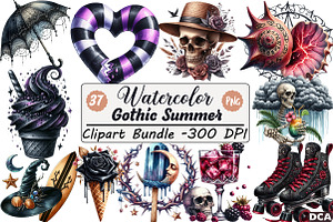 Gothic Summer Sublimation Clipart, an Illustration by DreamCafeArt