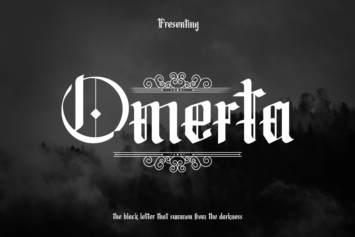 Omerta - Simple Blackletter Font, a Blackletter Font by Anomali Creatype (Photo 1 of 6)