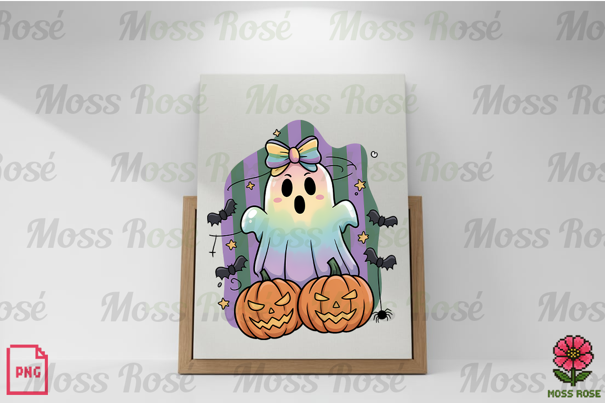 Rainbow Pastel Ghost Halloween PNG, a Graphic by Moss Rose (Photo 2 of 3)