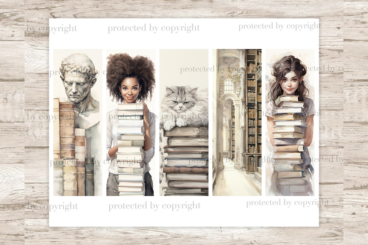 Library Bookmarks Printable, a Person Illustration by GlamArtZhanna (Photo 2 of 3)