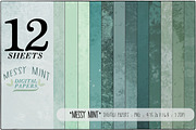Messy Mint Digital Papers, a Texture Graphic by CarlyArtDaily (Thumbnail 1 of 2)