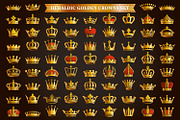 76 Golden Crowns Icons Silhouettes, a Graphic by Digiselector Design Goods (Thumbnail 2 of 2)