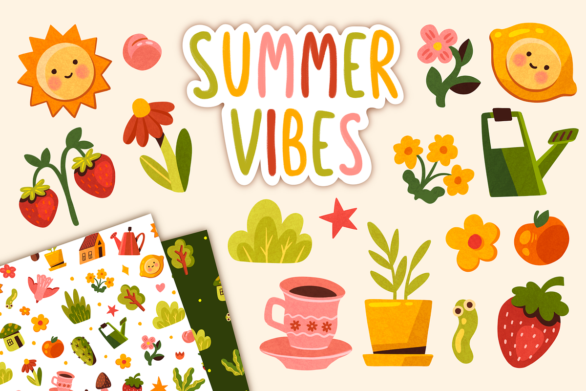 Cute Summer Clipart - Kids Set, an Object Illustration by Moon House Shop (Photo 1 of 6)